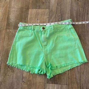 Neon green womens jean shorts
